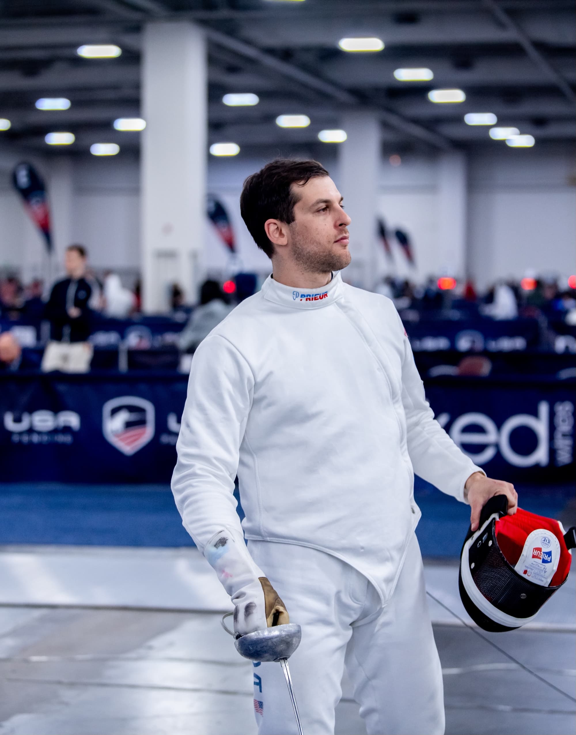 Ari Simmons between bouts at a USA Fencing North American Cup