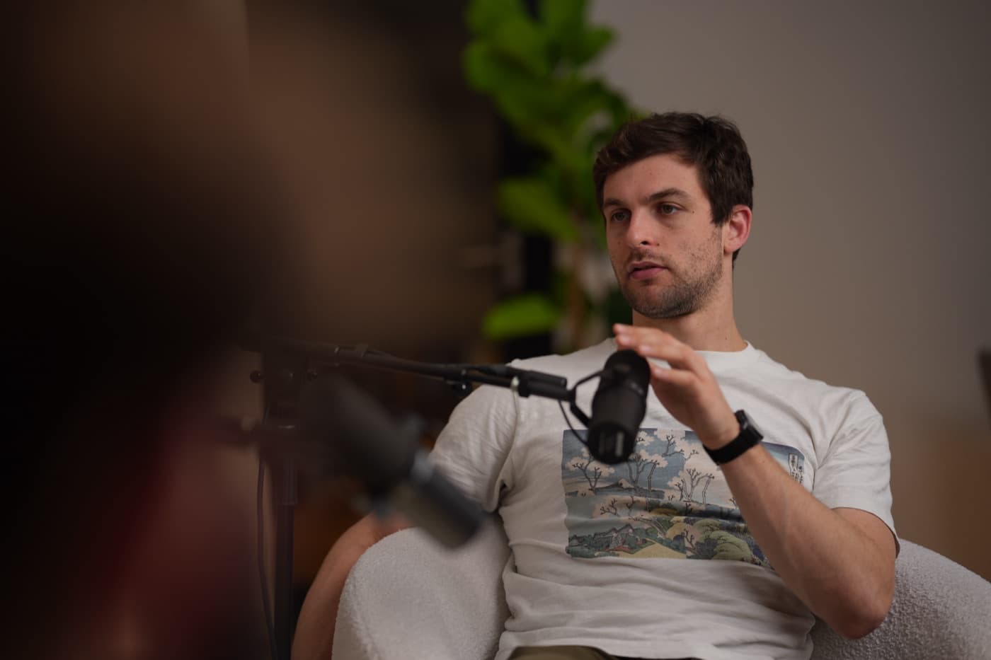Ari recording the Direct Elimination podcast